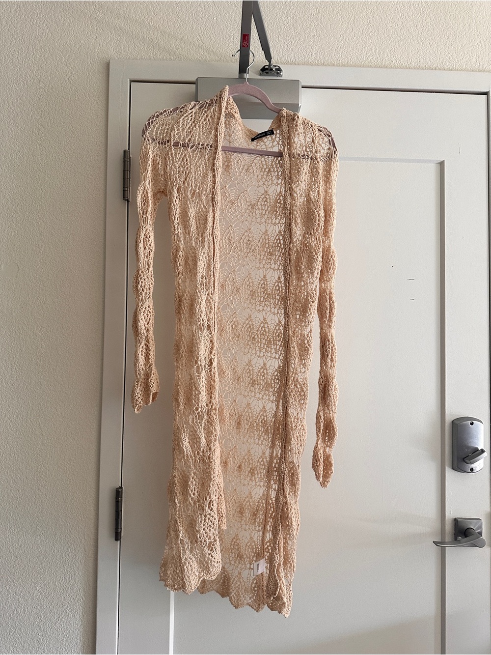 Lightweight Open-Knit Long Cardigan Sweater - Cream